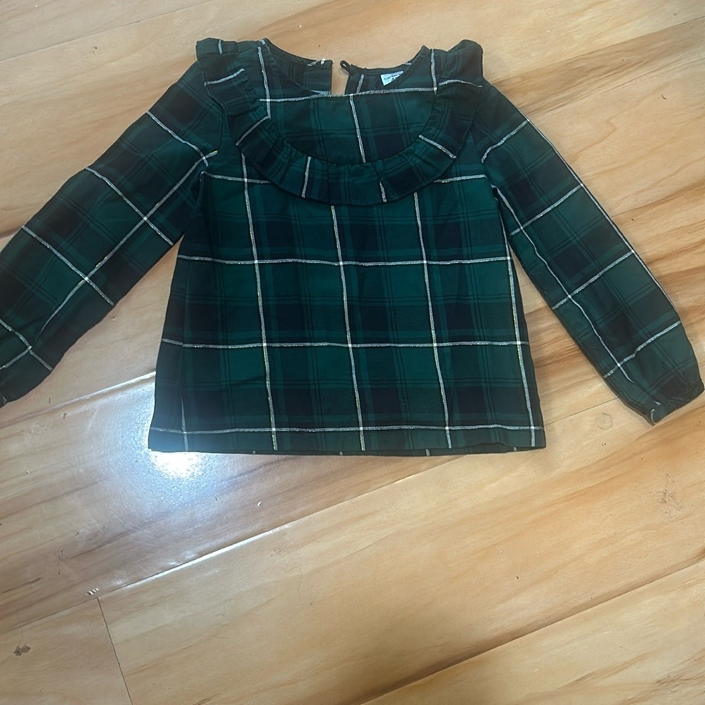 Carter's Green Checkered Ruffle Top - Picture 1 of 4